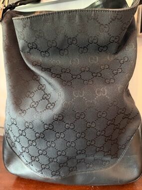 Gucci Black Monogram Hobo Shoulder Bag